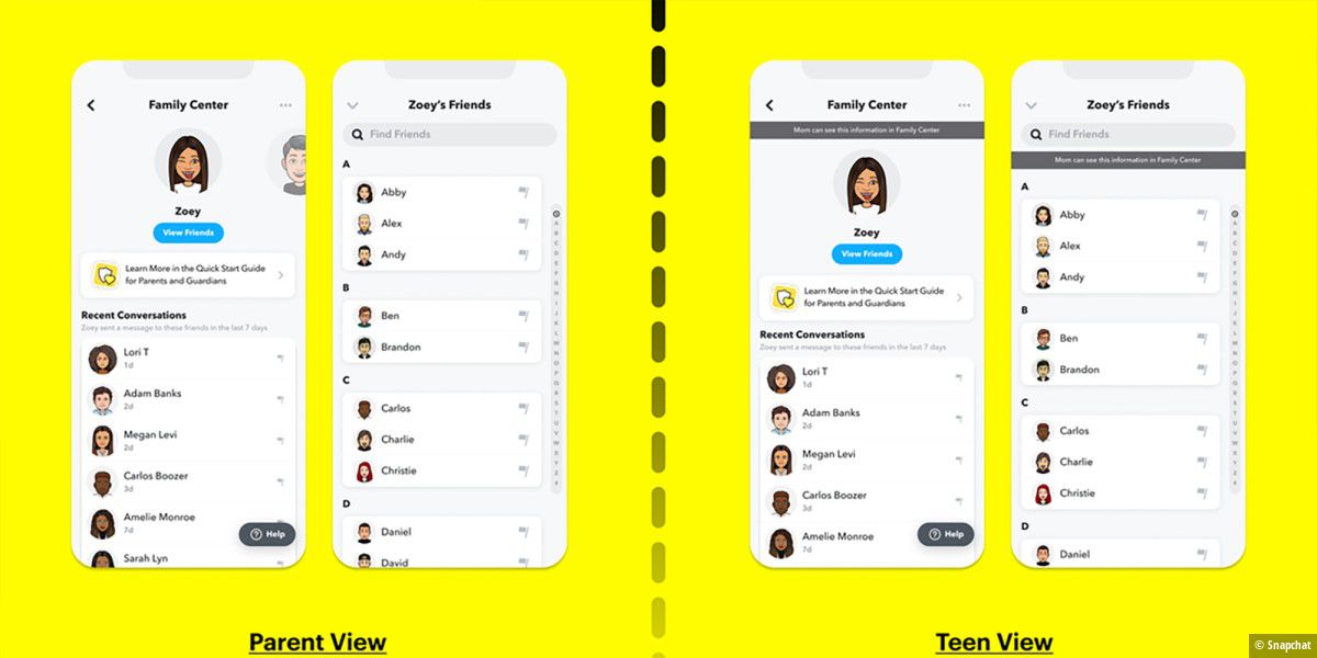 Snapchat will Eltern zeigen, mit wem ihre Kinder chatten